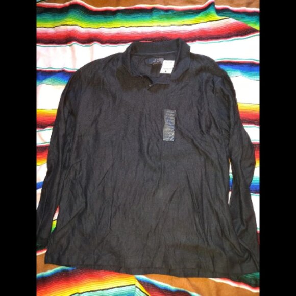 New With Tags J. Ferrar Long Sleeve Black Men's Shirt Size XXL Cotton Rayon Blen - Picture 1 of 4